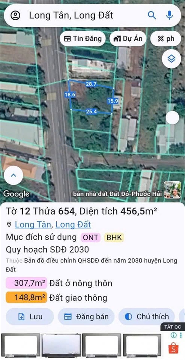  CHÍNH CHỦ Cần Bán Gấp Đất Mặt Tiền QL 765 Long Tân, Huyện Long Đất, Bà Rịa Vũng Tàu 