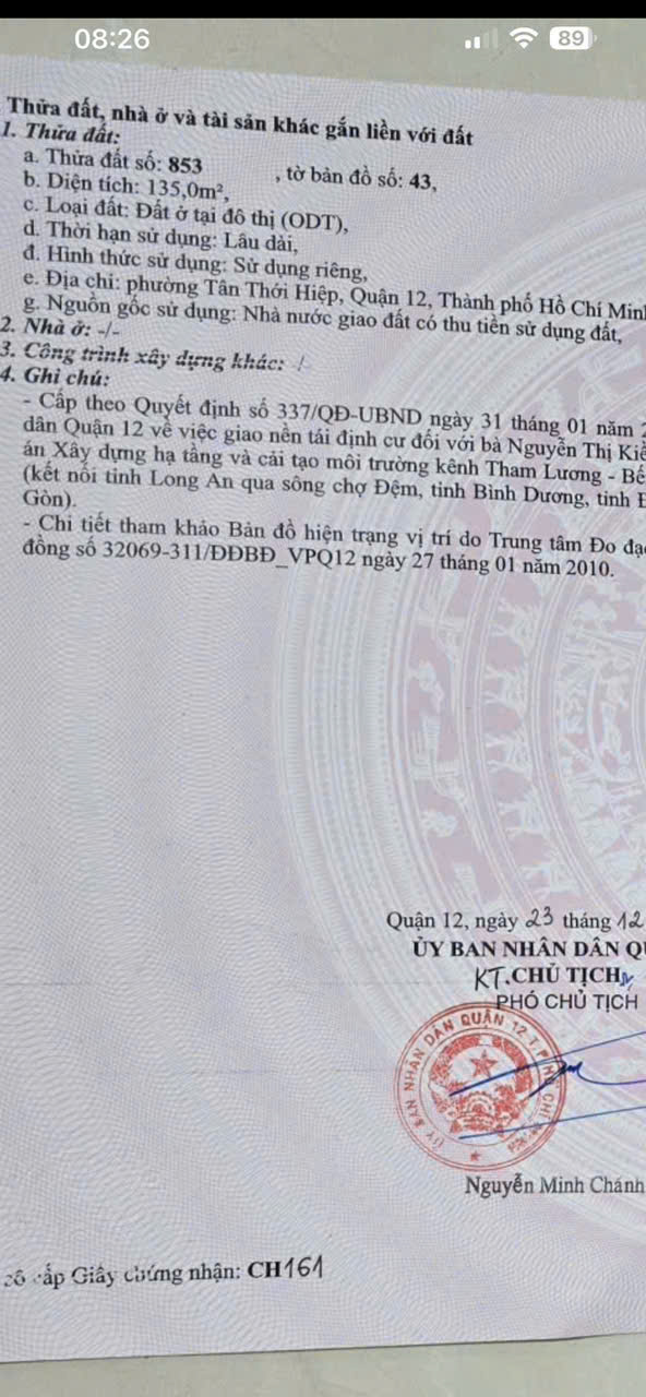  ĐẤT KDC TÂN TIẾN – GẦN NGUYỄN VĂN QUÁ – 5x27M NỞ HẬU – CHỈ 7.5 TỶ 