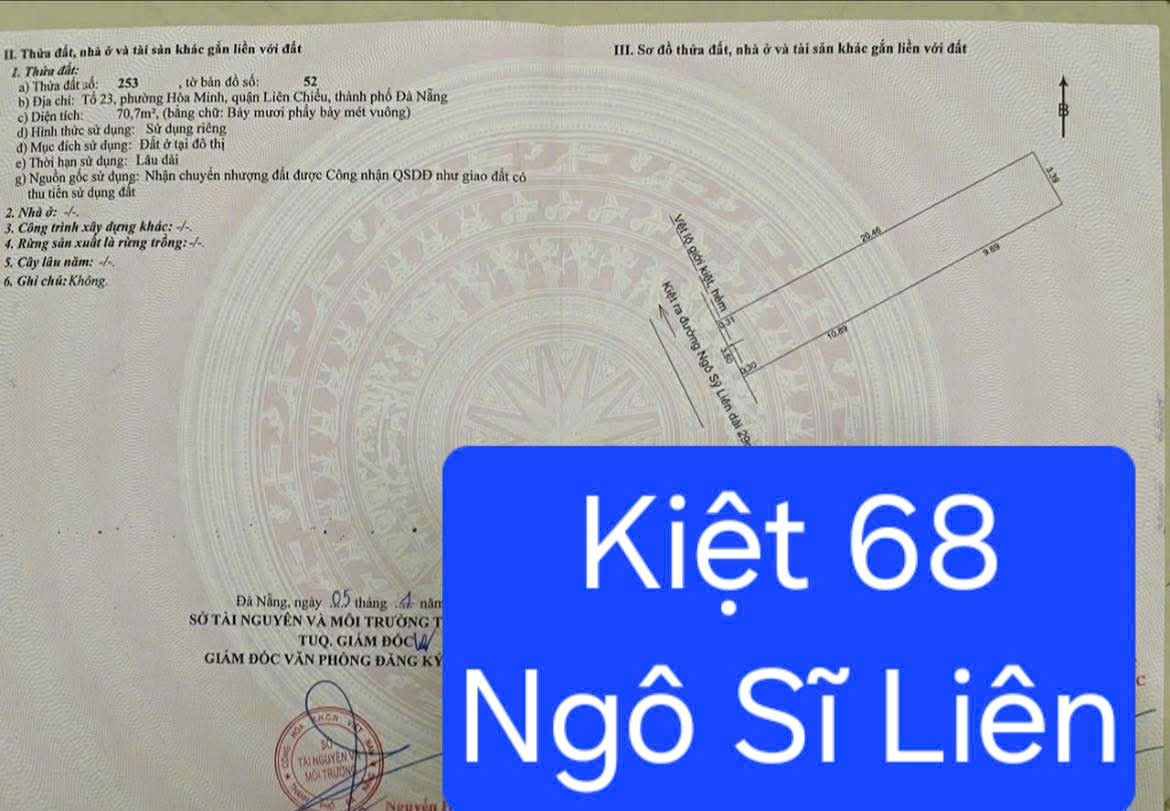  Bán đất kiệt Ô tô K68 Ngô Sĩ Liên - Sát trường ĐH Bách Khoa 