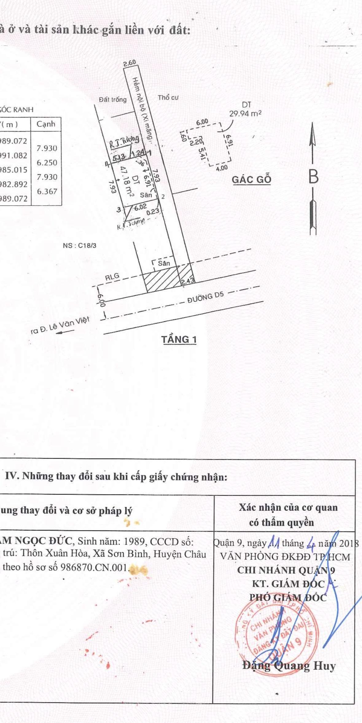  CHÍNH CHỦ BÁN ĐẤT THỔ CƯ SẴN SỔ FULL TIỆN ÍCH TẠI TĂNG NHƠN PHÚ A 