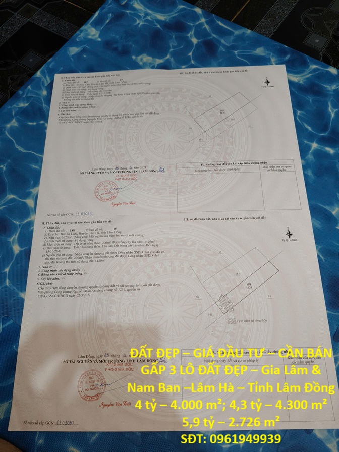  ĐẤT ĐẸP – GIÁ ĐẦU TƯ – CẦN BÁN GẤP 3 LÔ ĐẤT ĐẸP – Gia Lâm & Nam Ban –Lâm Hà – Tỉnh Lâm Đồng 