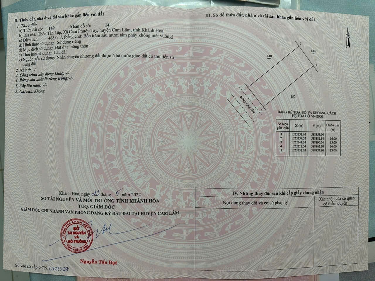  ĐẤT ĐẸP - GIÁ TỐT - Bán GẤP Lô Đất Tiềm Năng Tại xã Cam Phước Tây, Cam Lâm, Khánh Hòa 