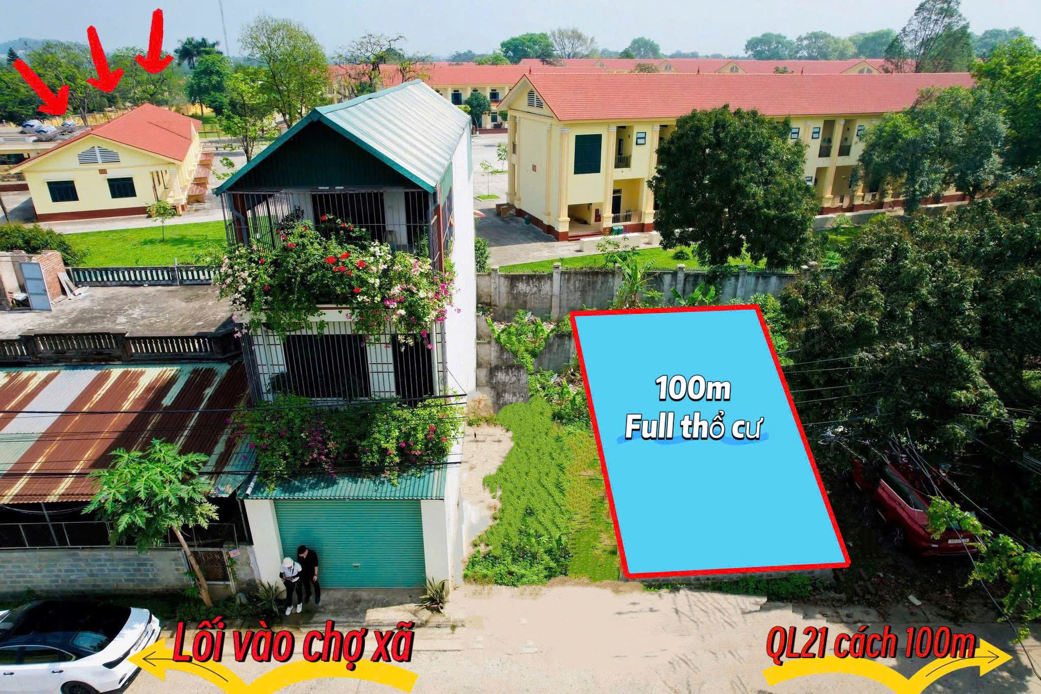  DUY NHẤT 1 LÔ MẶT ĐƯỜNG  QUỐC LỘ 21 DIỆN TÍCH 100M  TRUNG TÂM HOÀ LẠC 