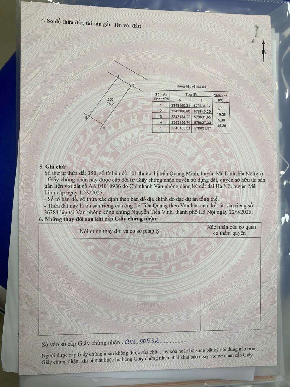  CẦN BÁN 76M² QUANG MINH MÊ LINH – MT 5M – GẦN CHỢ, GẦN TRƯỜNG.5 TỶ.LH CC 