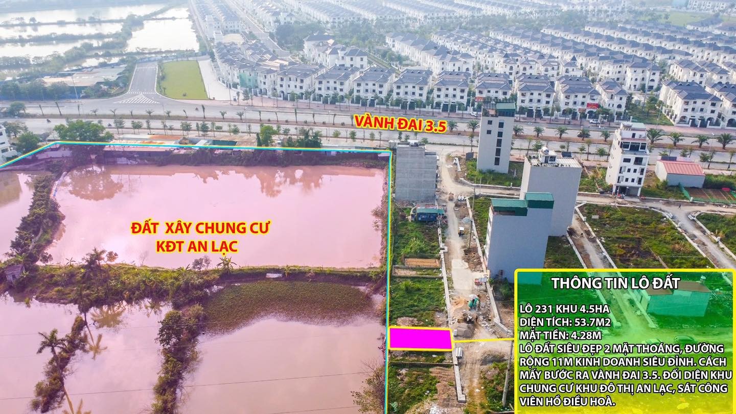  CHÍNH CHỦ BÁN LÔ ĐẤT DỊCH VỤ VAN CANH KHU 4.5HA DIỆN TÍCH 54M GIÁ 18XTR/M 
