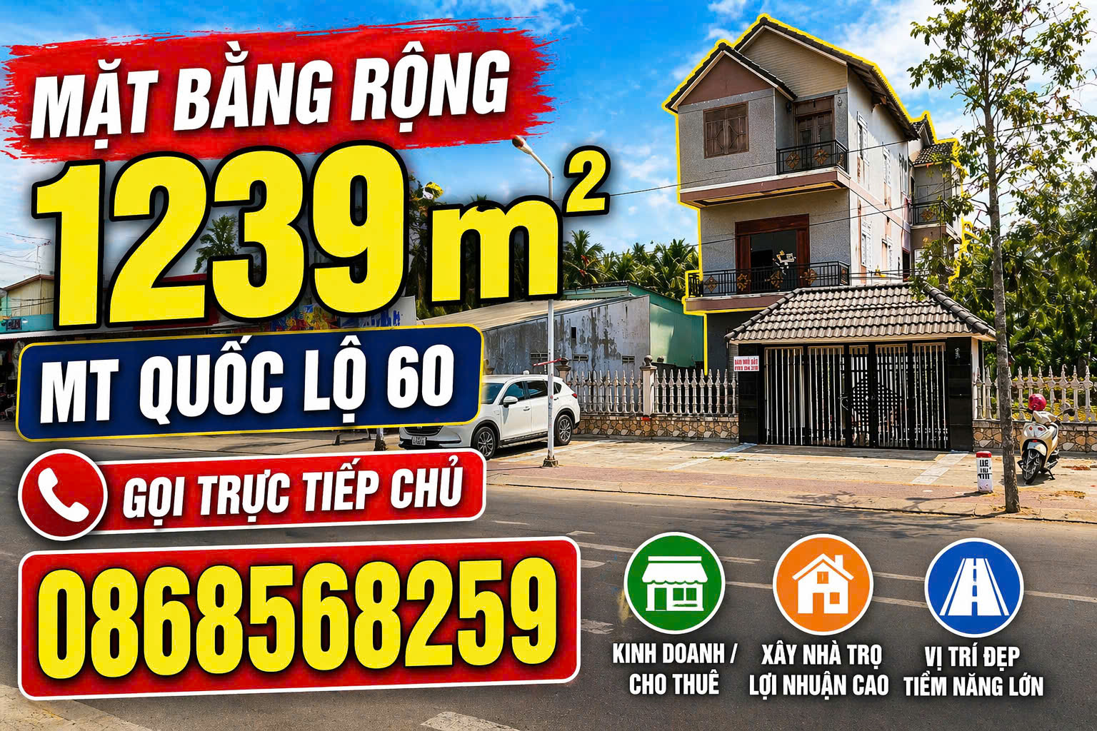  CHÍNH CHỦ BÁN GẤP NHÀ MẶT TIỀN QUỐC LỘ 60 Ở TIỂU CẦN TRÀ VINH 