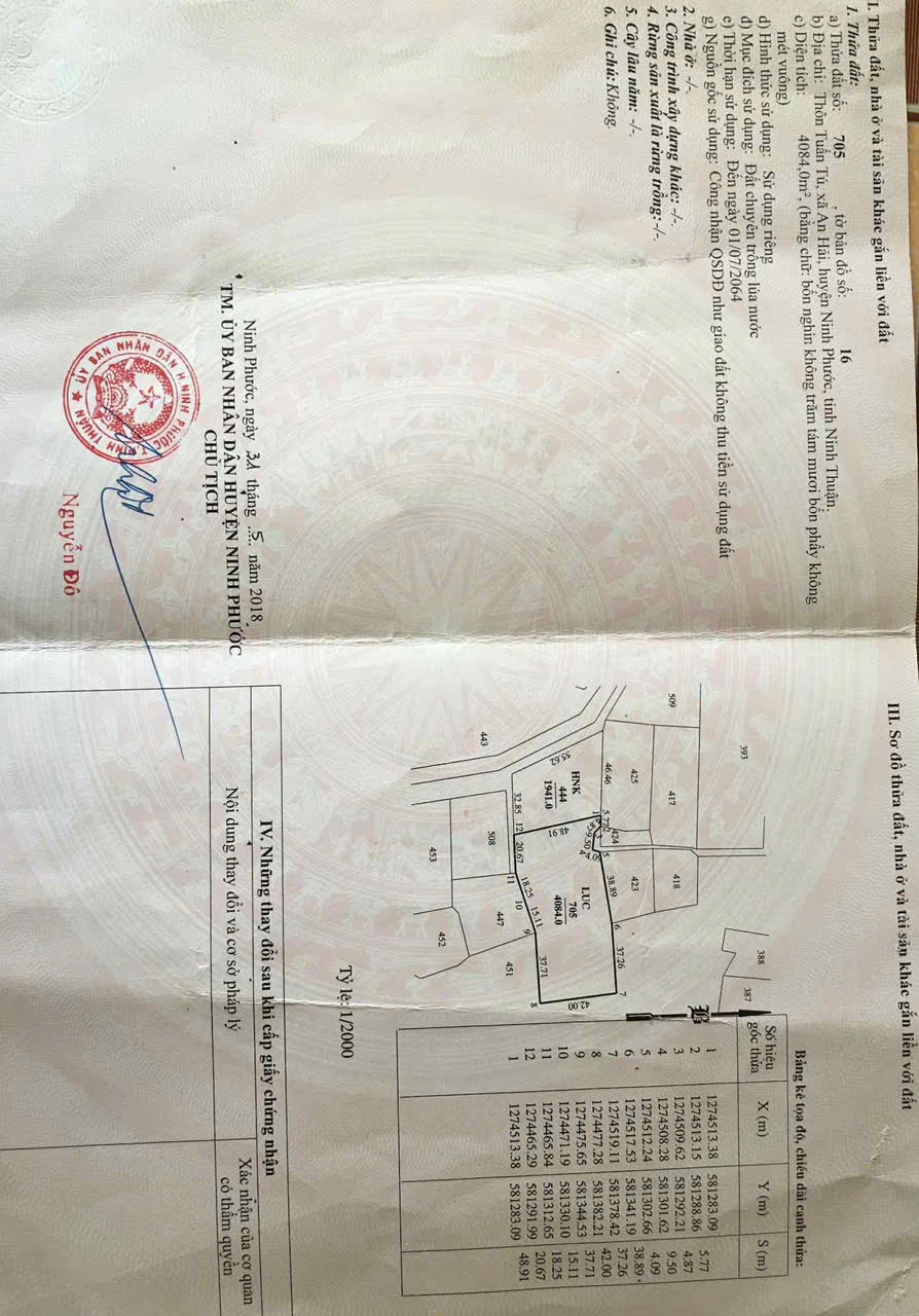  CẦN BÁN ĐẤT DIỆN TÍCH LỚN 4.084 m² - TỈNH NINH THUẬN 