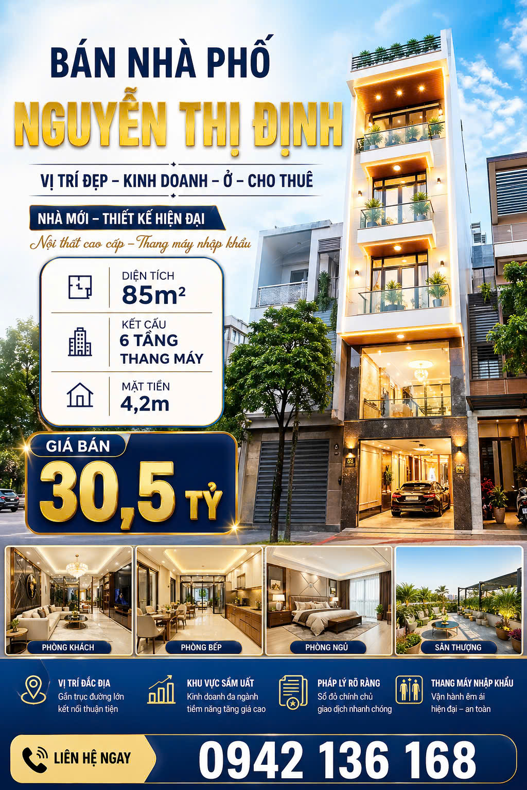  ???? Bán nhà phố Nguyễn Thị Định, Trung Hòa Nhân Chính 85m2 xây 6 tầng thang máy giá 30 tỷ ???? 