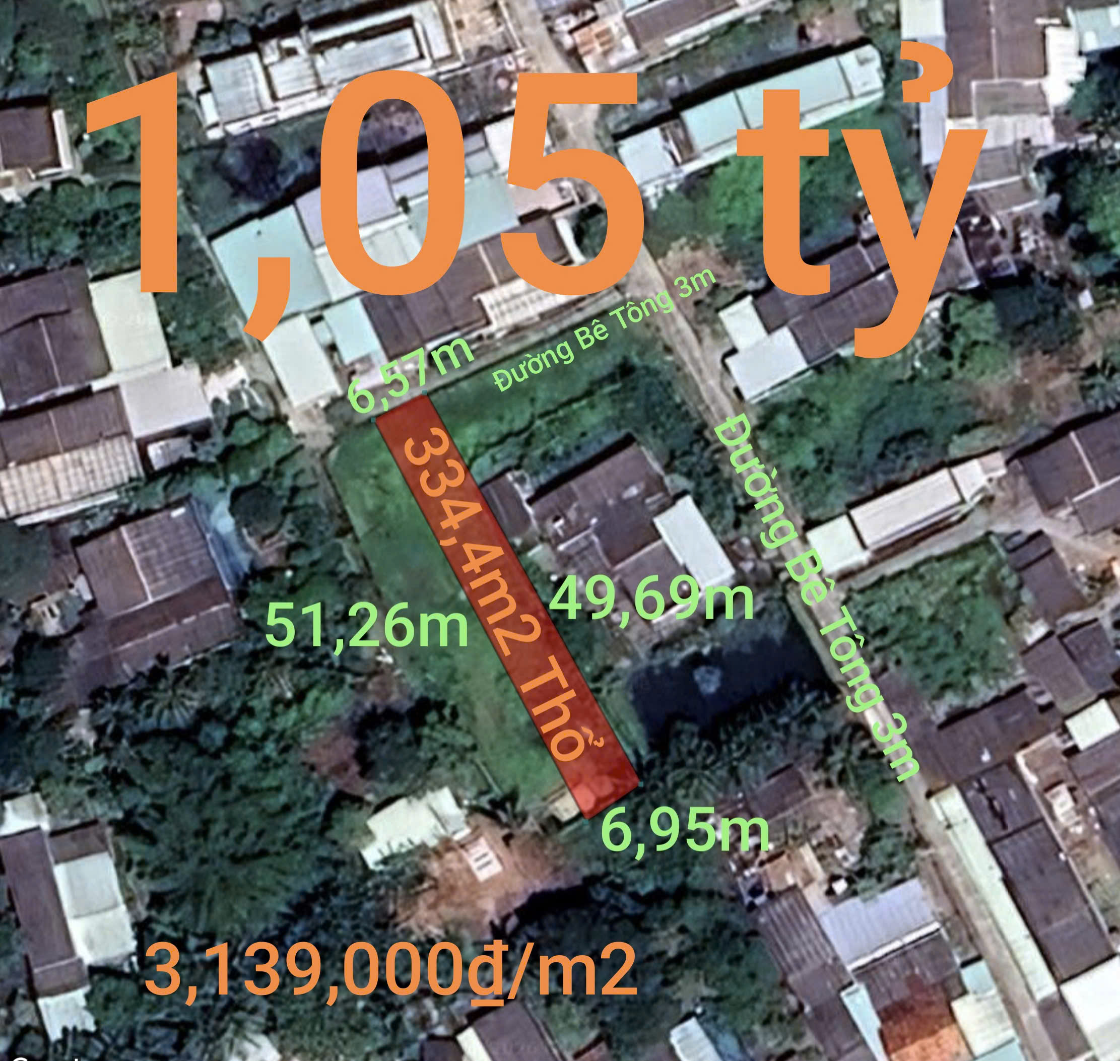  Bán lô đất thổ trung tâm xã Tân Trụ giá đầu tư 1,05 tỷ 