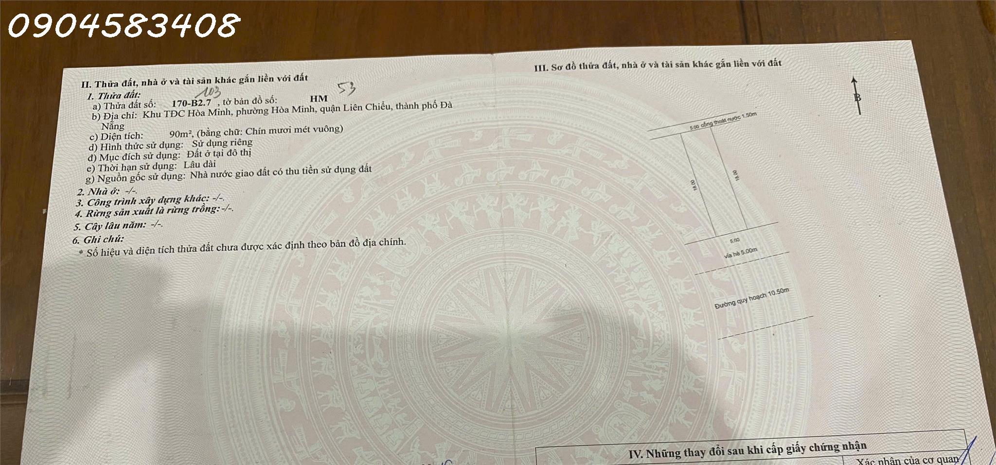  Bán nhà cấp 4 90m2 tại mặt tiền Hồ Tùng Mậu, phường Hoà Minh, sát UBND quận Liên Chiểu cũ 