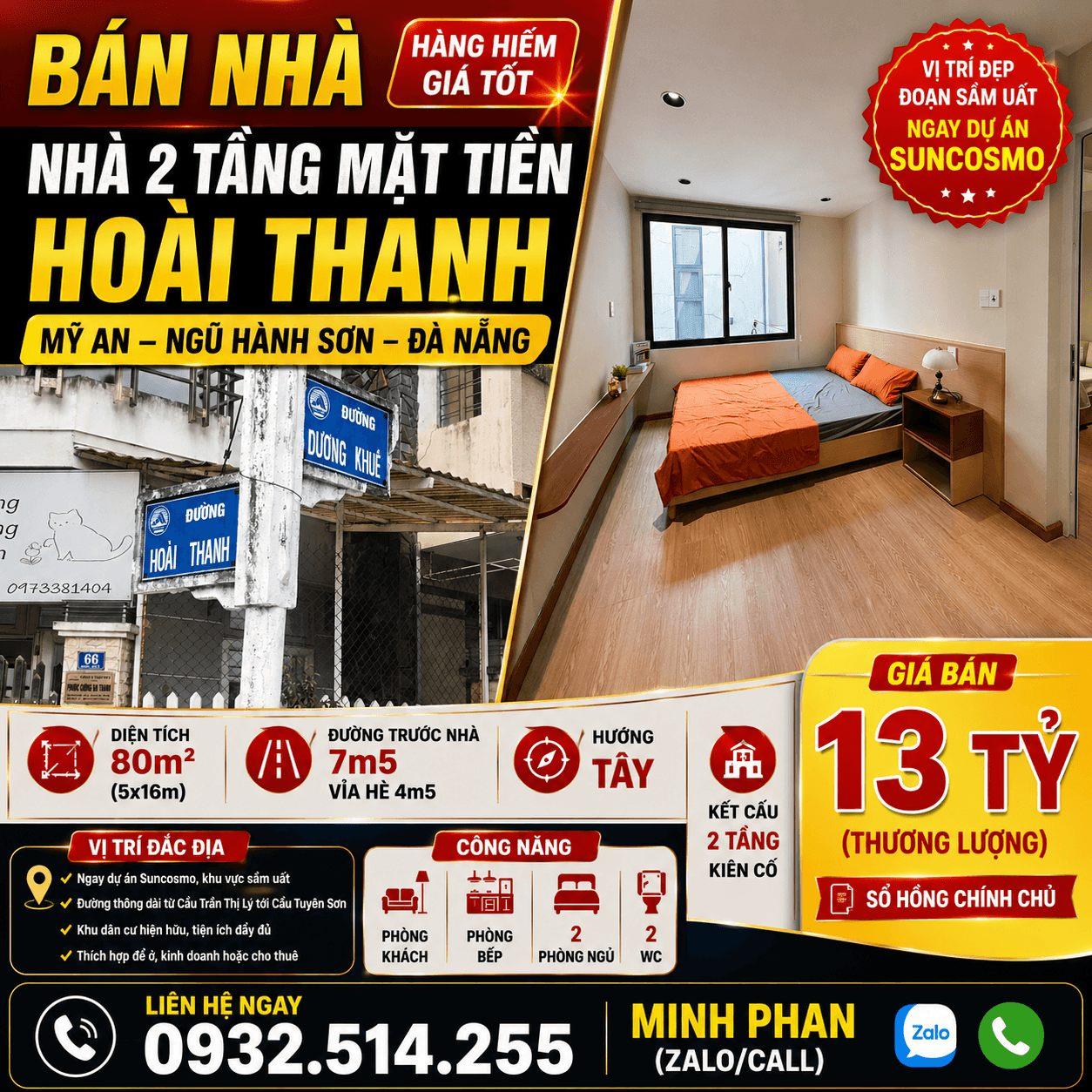  Chính chủ cần bán nhà Hoài Thanh - Chưa Qua Đầu Tư - Mỹ An Ngũ Hành Sơn - Giá Rẻ 
