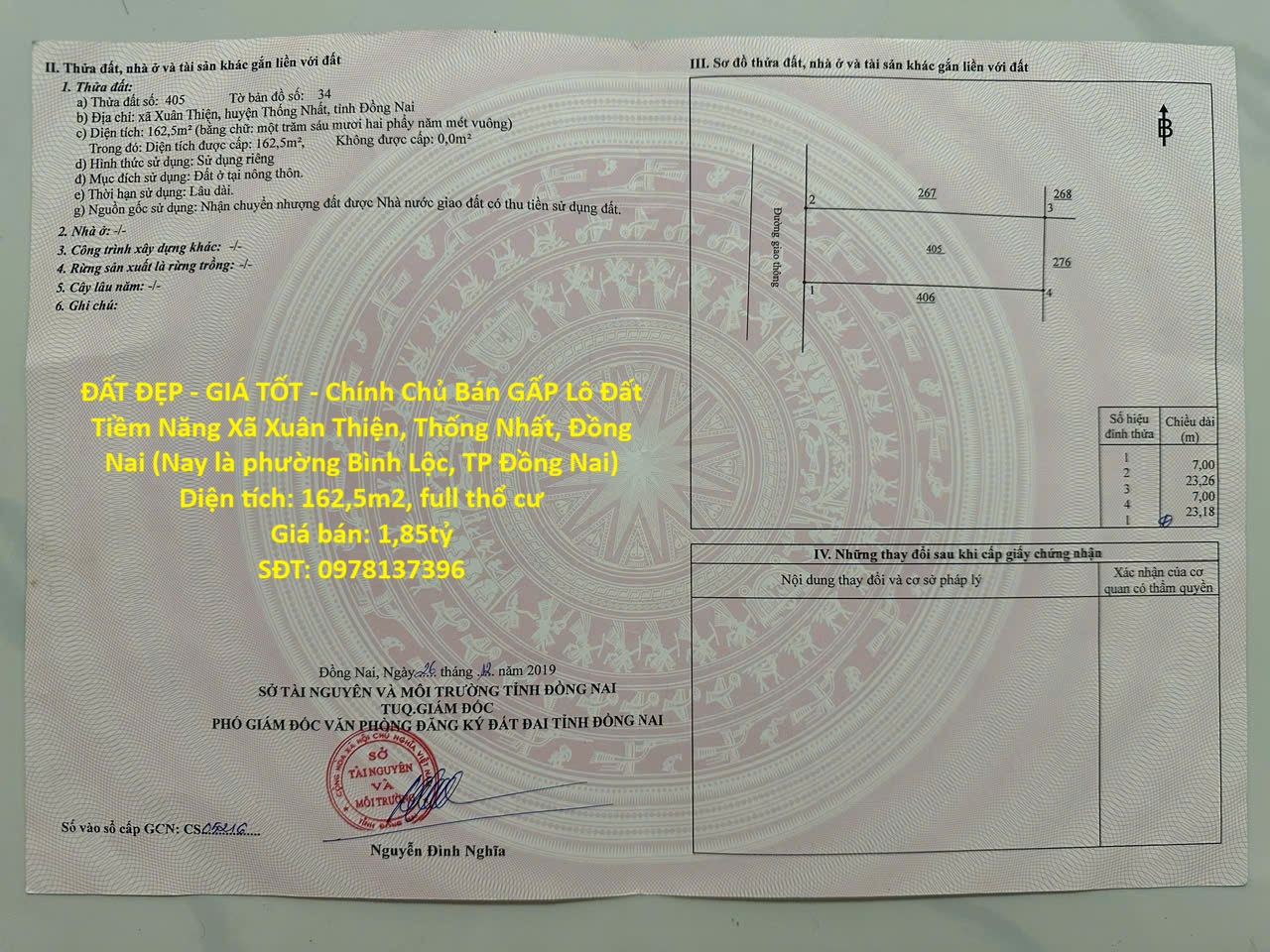  ĐẤT ĐẸP - GIÁ TỐT - Chính Chủ Bán GẤP Lô Đất Tiềm Năng Xã Xuân Thiện, Thống Nhất, Đồng Nai 
