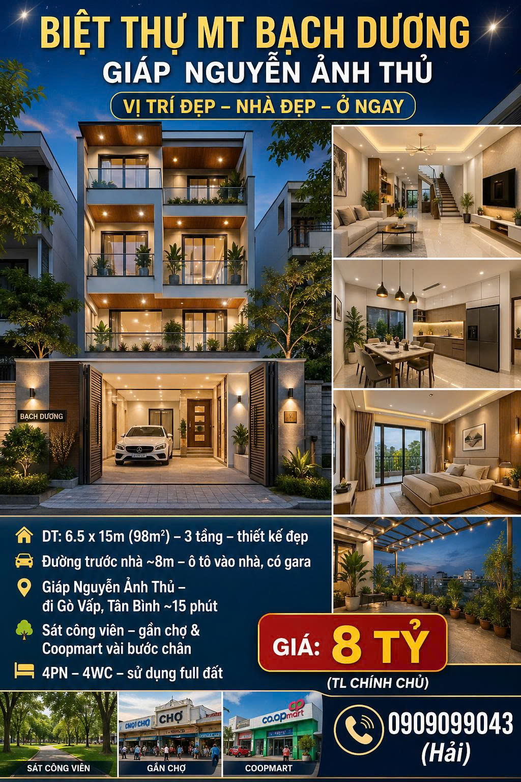  BIỆT THỰ MT BẠCH DƯƠNG – 98M² – 8 TỶ ???? 