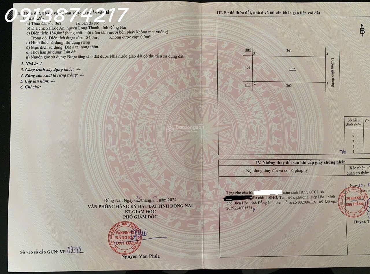  Bán lô biệt thự siêu đẹp khu dân cư D2D Lộc An, Long Thành, Đồng Nai. LH : 0913 874 217 