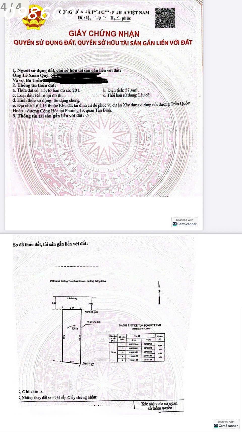  Chính chủ cần bán lô đất siêu đẹp Phố Trần Quốc Hoàn, P. Tân Bình, DT 113,7m2, giá đầu tư 