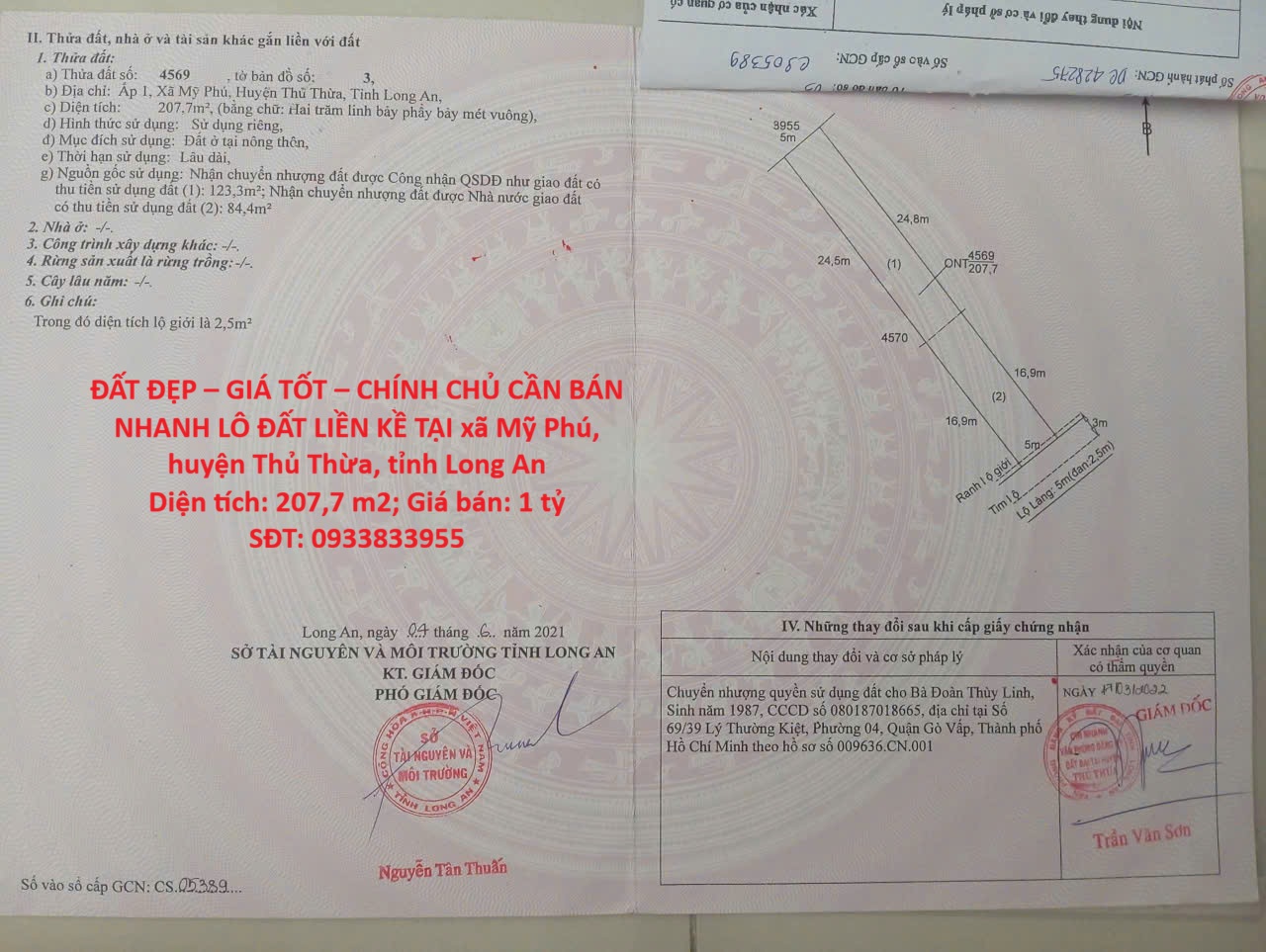  ĐẤT ĐẸP – GIÁ TỐT – CHÍNH CHỦ CẦN BÁN NHANH LÔ ĐẤT LIỀN KỀ TẠI huyện Thủ Thừa tỉnh Long An 