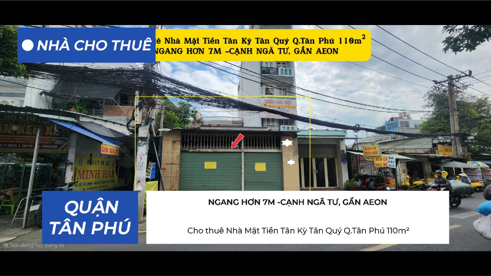 Cho thuê Nhà Mặt Tiền Tân Kỳ Tân Quý Q.Tân Phú 110m², CẠNH NGÃ TƯ, GẦN AEON 