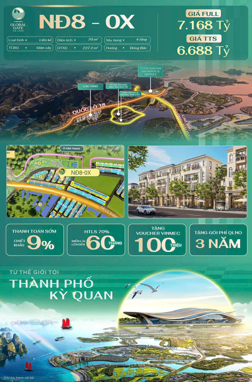  Nhỉnh 1 tỷ, bạn sở hữu ngay siêu phẩm liền kề 70m tại dự án đẳng cấp nhất thế giới. 