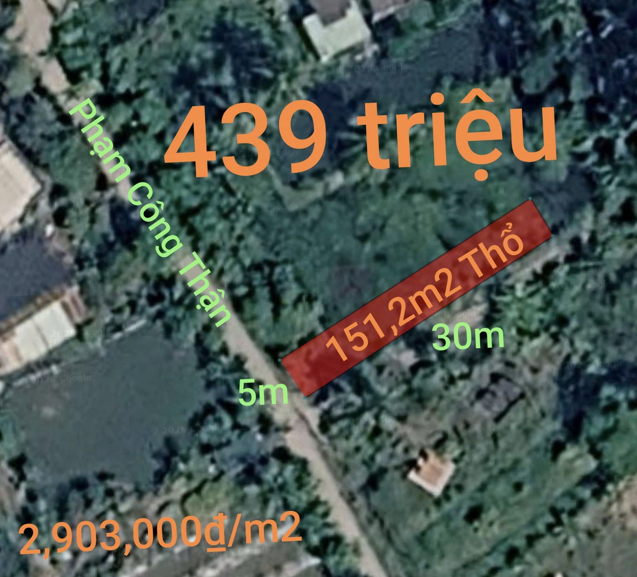  ????Bán lô đất thổ giá đầu tư gần Quốc Lộ 50B giá 439 triệu 