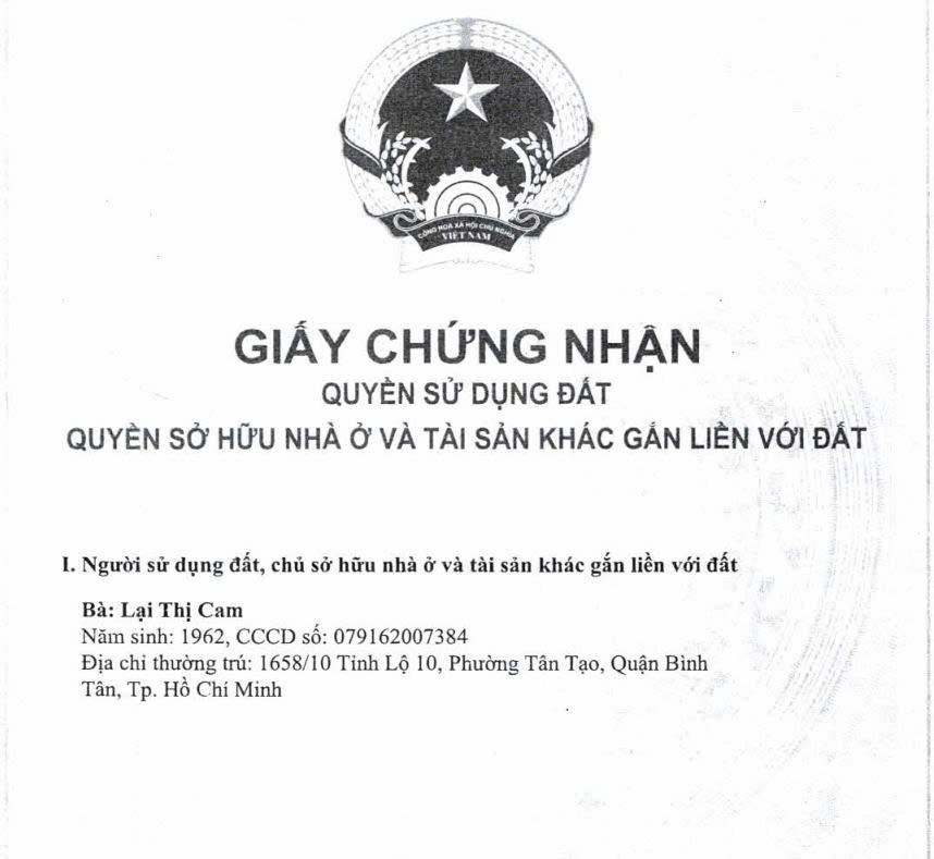  Bán nhà đường tỉnh lộ 10 khu phố 1 phường Tân Tạo quận Bình Tân thành phố Hồ Chí Minh 