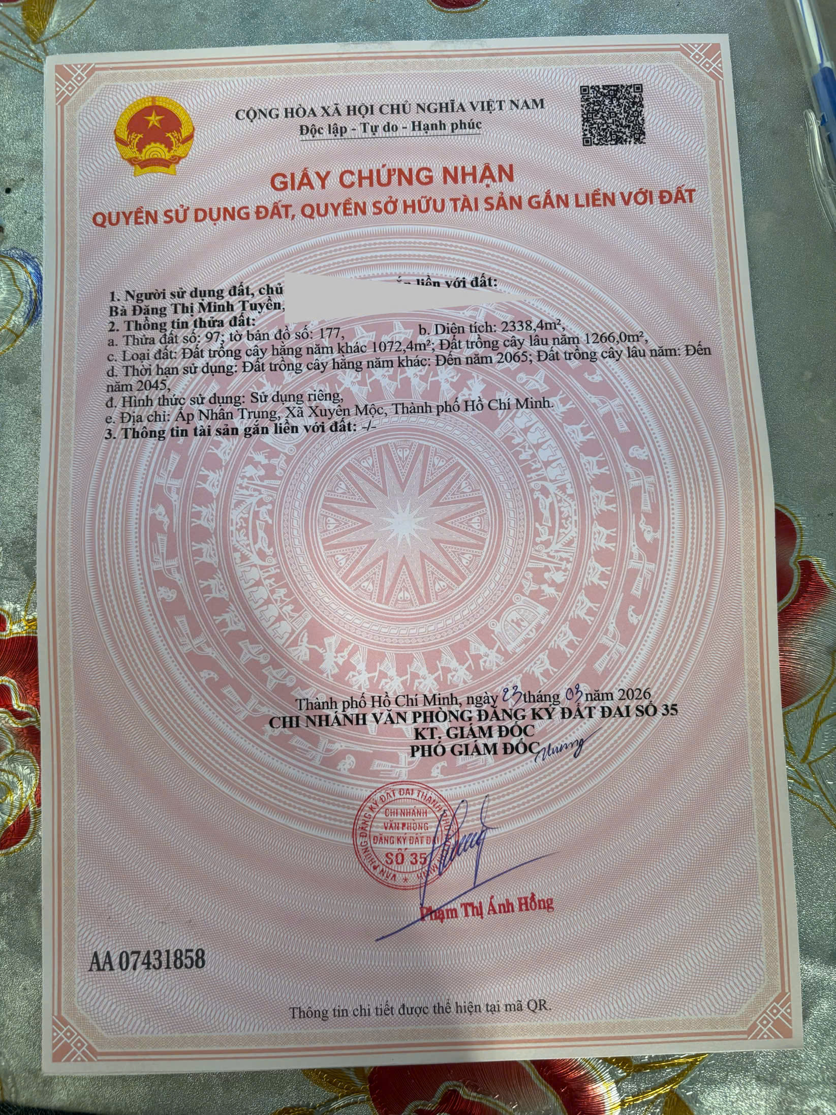  CHÍNH CHỦ CẦN BÁN ĐẤT XÃ XUYÊN MỘC, HUYỆN XUYÊN MỘC BÀ RỊA VŨNG TÀU ,NAY THUỘC TP.HCM 