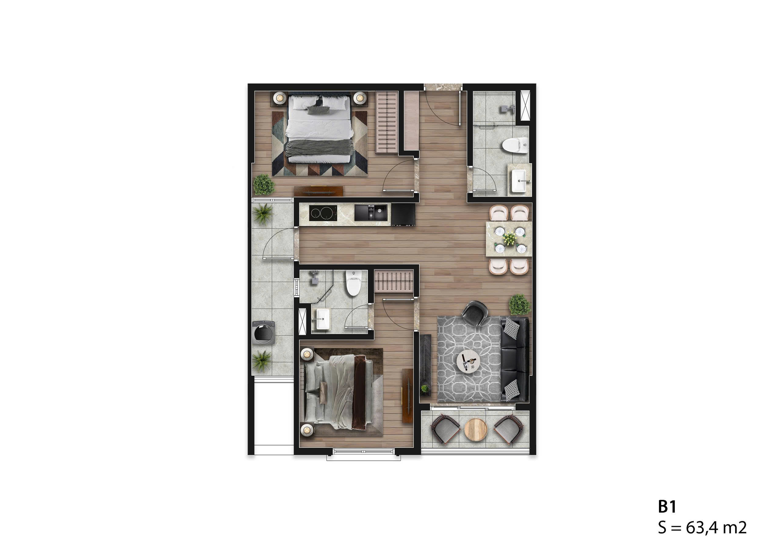  Cần bán gấp căn hộ  tại Hausman Premium Residences, 6.1 tỷ, 63.4m2, 2PN, 2WC, bao đẹp. 