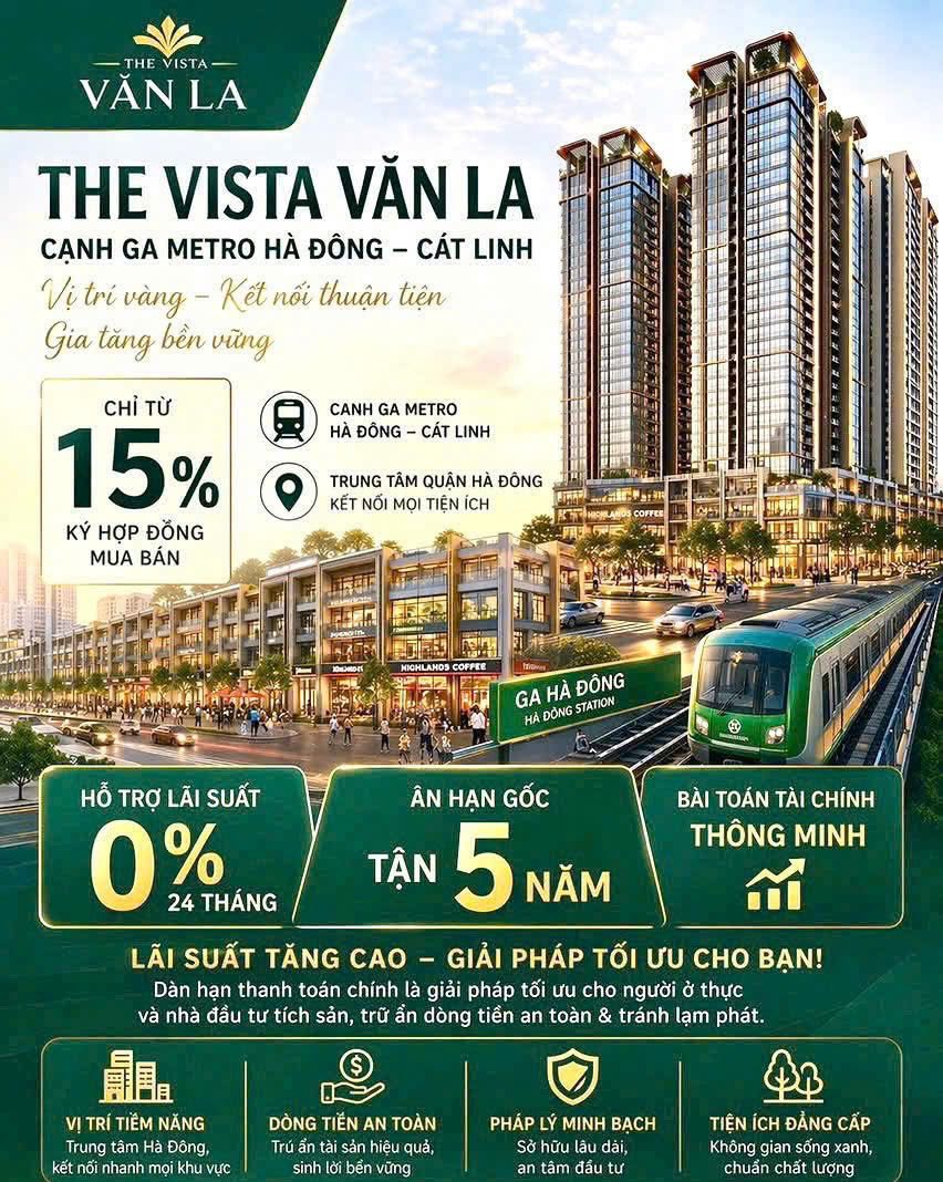  ✨ CƠ HỘI VÀNG AN CƯ QUANG TRUNG HÀ ĐÔNG – CHỈ CẦN 15% KÝ HĐ, ƯU ĐÃI 2% LIỀN TAY! 