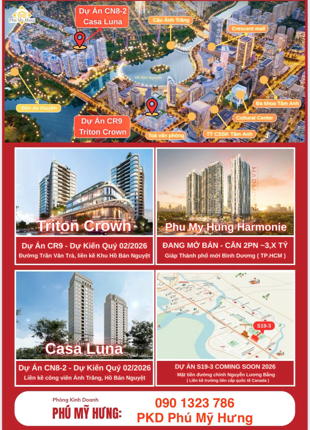  PHÚ MỸ HƯNG MỞ BÁN THE ARISTO, TRITON CROWN, CASALUNA, HARMONIE, HỒNG HẠC CITY 