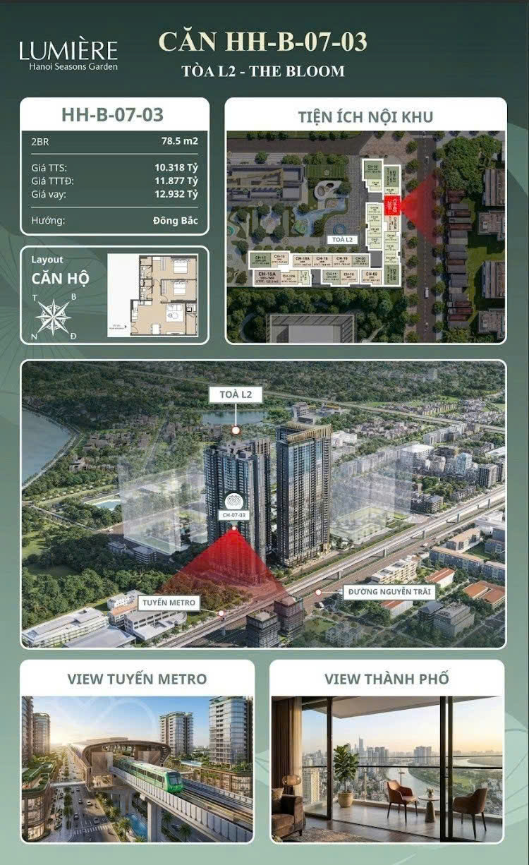  ????️✨ CĂN HỘ 2PN VIEW METRO - GIÁ CHỈ 10,3 TỶ  CƠ HỘI SỞ HỮU CHUẨN SỐNG LUMIÈRE GIỮA TRUNG TÂM PHÍA TÂY HÀ NỘI 