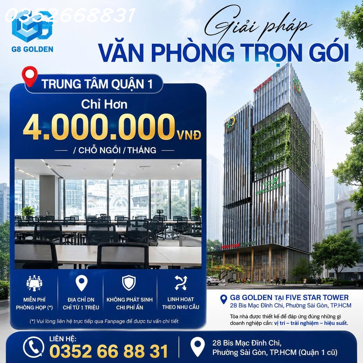  CHỈ TỪ 4 TRIỆU/THÁNG – SỞ HỮU VĂN PHÒNG HẠNG A, VIEW TRIỆU ĐÔ NGAY TRUNG TÂM QUẬN 1 