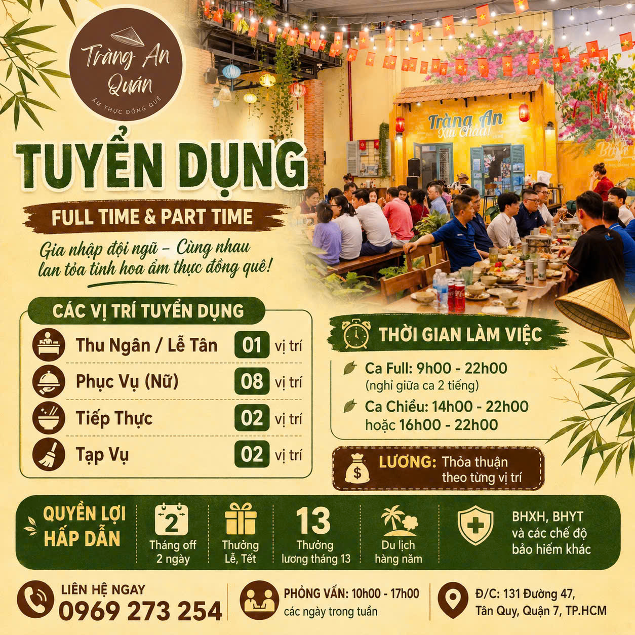  TRÀNG AN QUÁN – ẨM THỰC ĐỒNG QUÊ TUYỂN DỤNG 