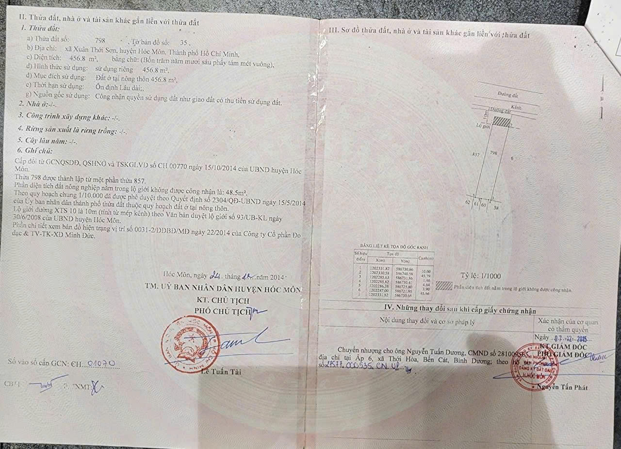  Bán bán đất mặt tiền tiềm năng  tại Xuân Thới Sơn,  huyện Hóc Môn, Hồ Chí Minh 