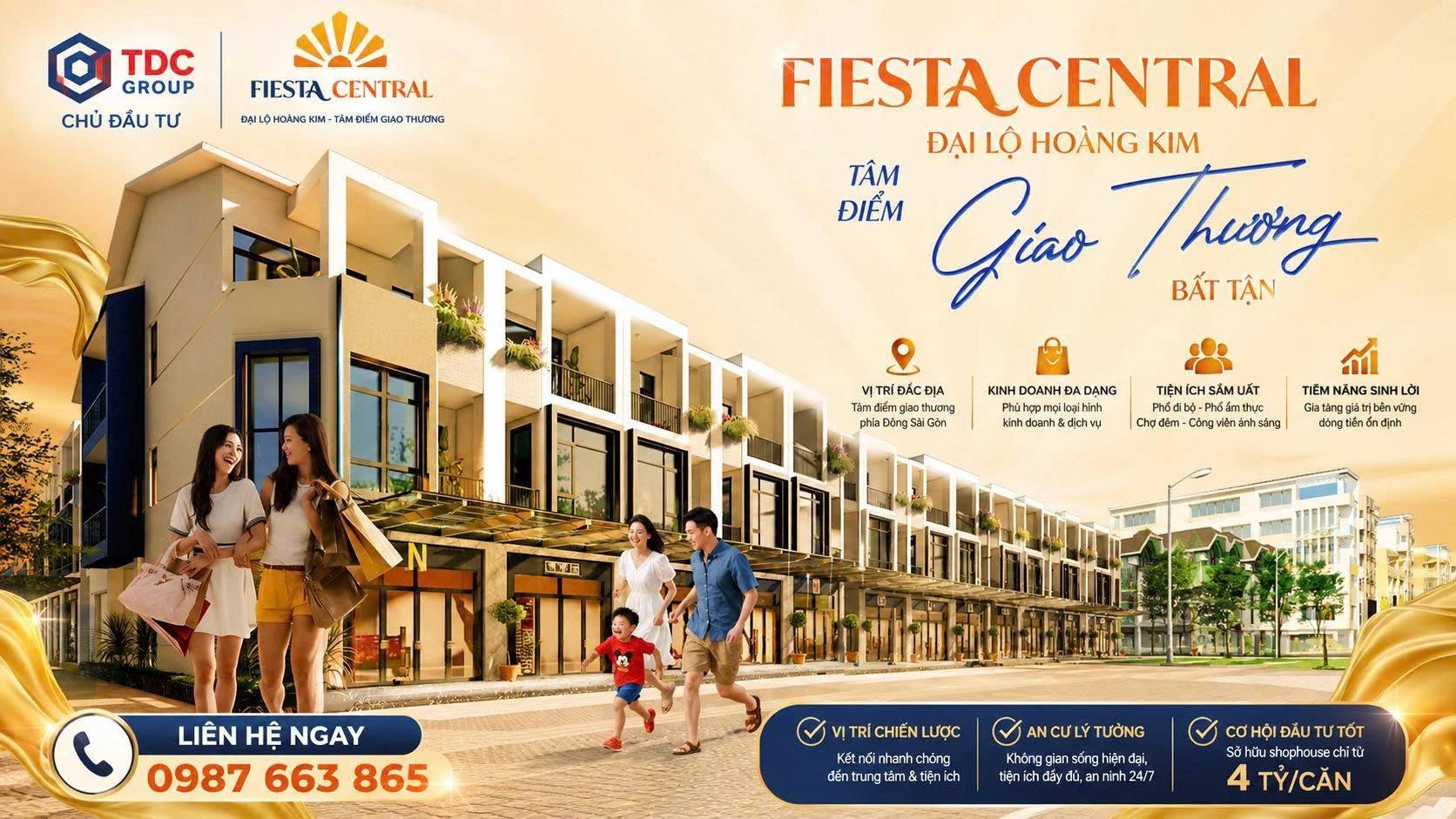  Fiesta Central Bình Dương 0987663865 nhà phố 2 mặt tiền giá 4,3 tỷ bằng căn hộ chung cư 